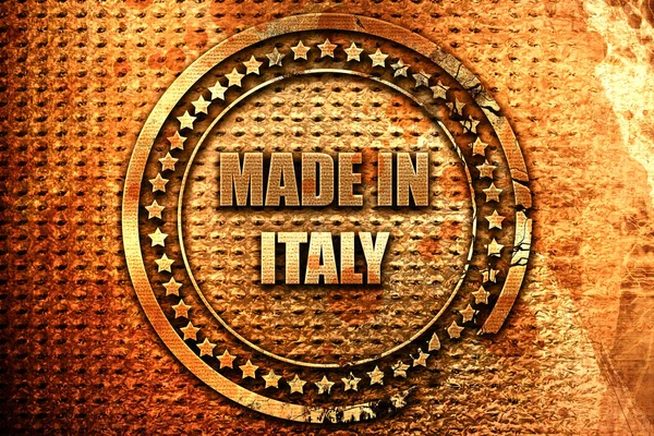 Made in italy, rendering 3D, francobollo grunge metal — Foto Stock