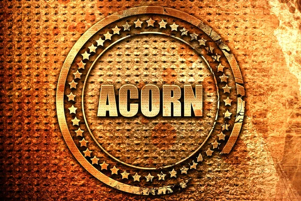 Acorn, 3D rendering, grunge metal stamp Stock Image