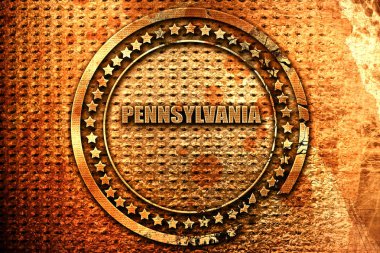 Pennsylvania, 3d render, grunge metal pul