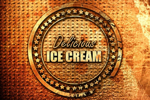 맛 있는 아이스크림, 3d 렌더링, grunge 금속 스탬프 — 스톡 사진