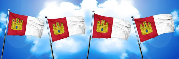 Castilla la manche flag, 3D rendering — стокове фото