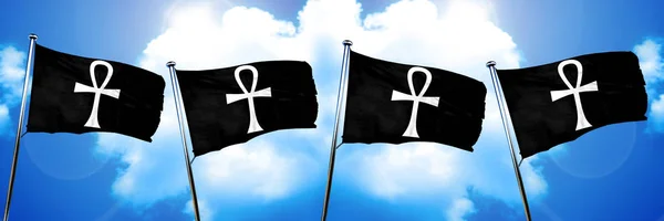 Ankh symbol flag, 3D rendering — Stockfoto