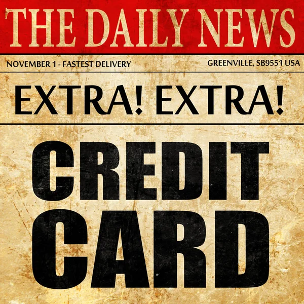 Creditcard, krant artikel tekst — Stockfoto