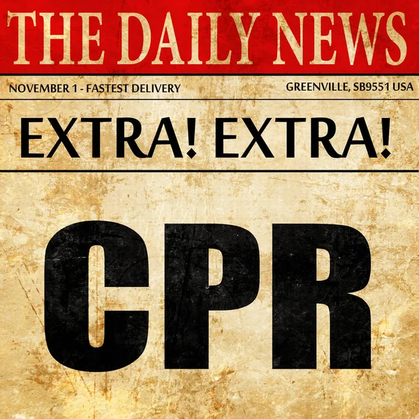 Cpr, newspaper article text — Stock Photo, Image