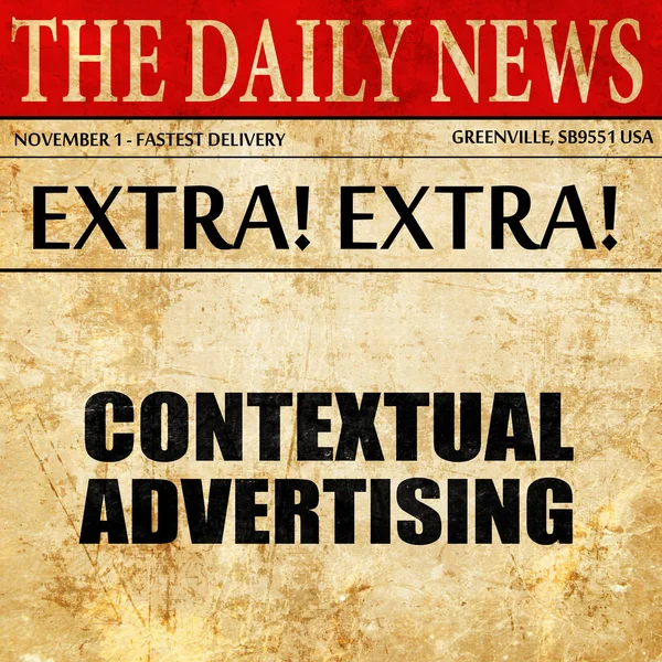 Contextueel adverteren, krant artikel tekst — Stockfoto