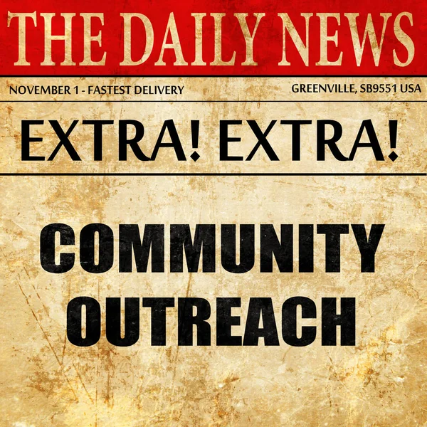 Community outreach sign, newspaper article text