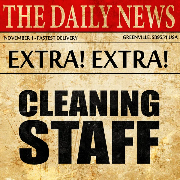 Personal de limpieza, texto del artículo del periódico —  Fotos de Stock
