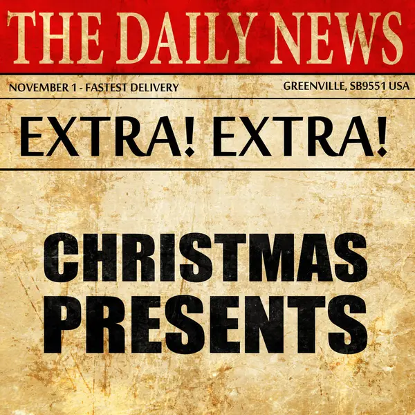 Regalos de Navidad, texto del artículo del periódico — Foto de Stock