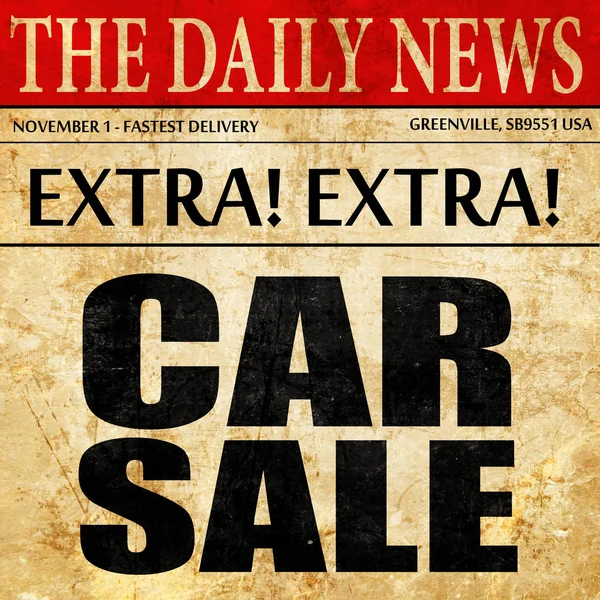 Venda de carros, texto de artigo de jornal — Fotografia de Stock