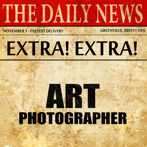 Art fotograaf, krant artikel tekst — Stockfoto