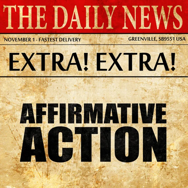 Acción afirmativa, texto del artículo del periódico — Foto de Stock