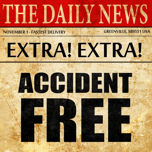 Accidente libre, texto del artículo del periódico — Foto de Stock