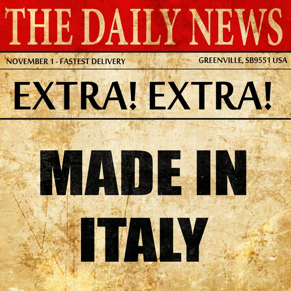 Made in italy, newspaper article text — Stock Photo, Image