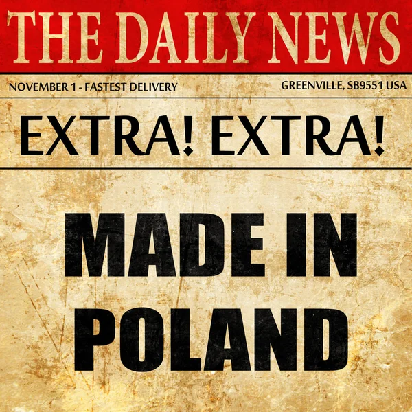 Hecho en Polonia, texto del artículo del periódico — Foto de Stock