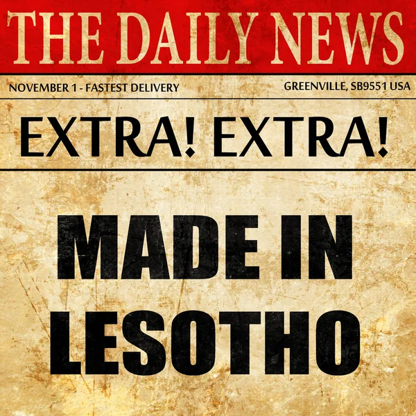 Gefertigt in lesotho, Zeitungsartikeltext — Stockfoto