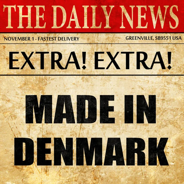 Gemaakt in Denemarken, krant artikel tekst — Stockfoto