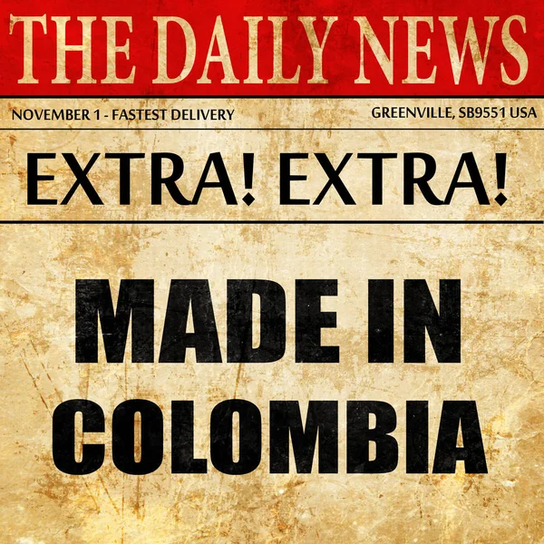 Hecho en Colombia, texto del artículo del periódico — Foto de Stock