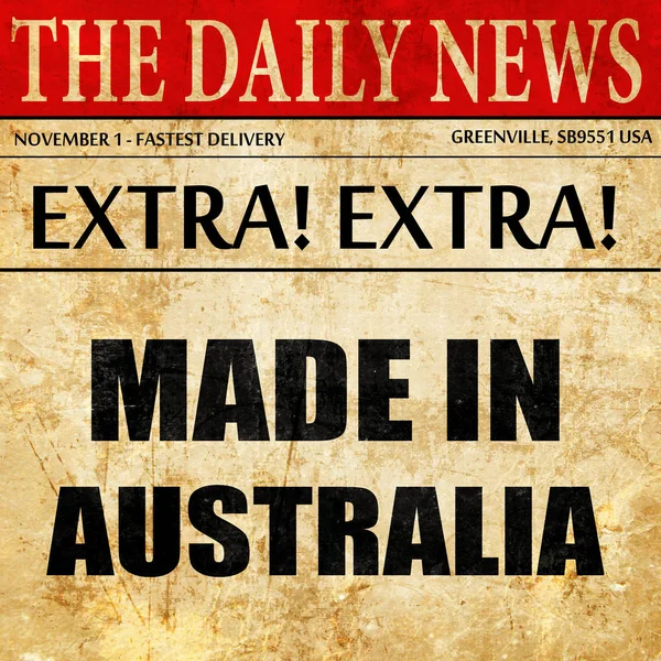 Hecho en Australia, texto del artículo del periódico — Foto de Stock
