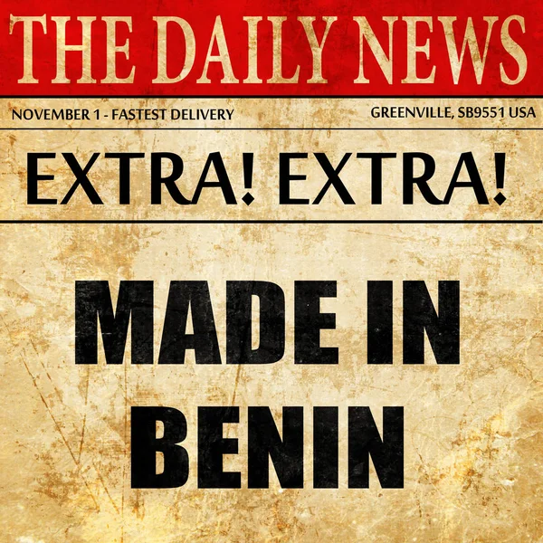 Hecho en benin, texto del artículo del periódico — Foto de Stock