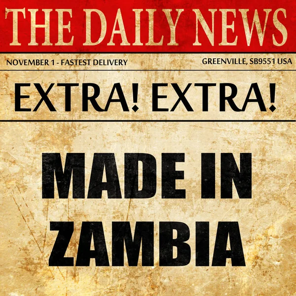 Hecho en Zambia, texto del artículo del periódico — Foto de Stock