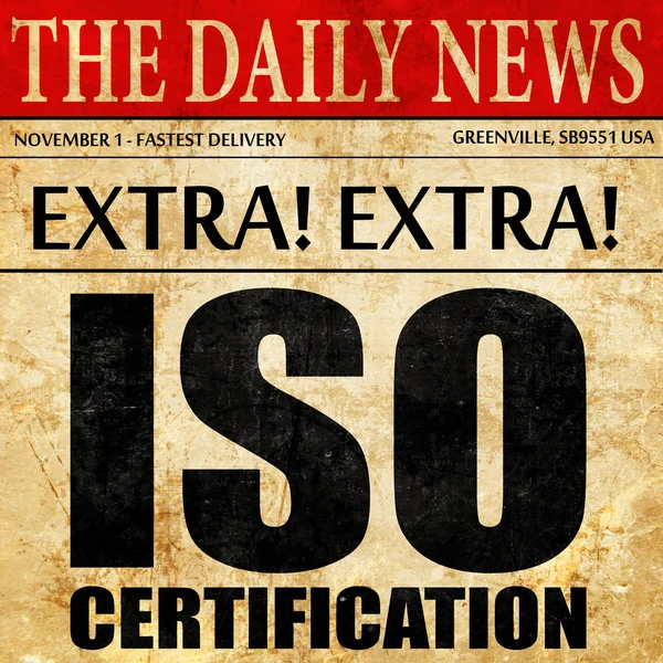 ISO belgesi, gazete makale metni — Stok fotoğraf