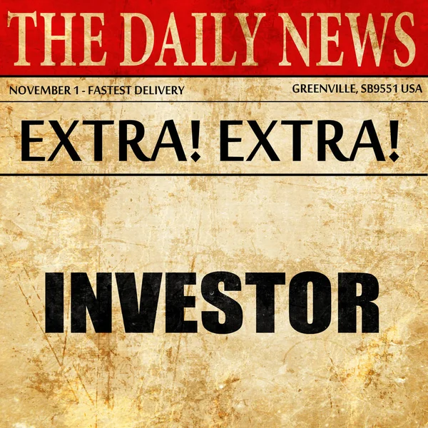 Investor, teks artikel surat kabar — Stok Foto