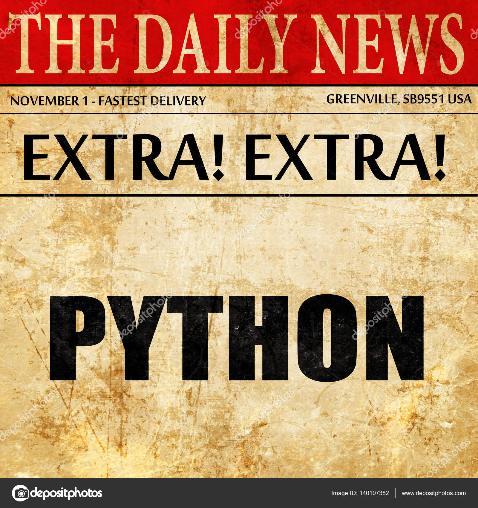 Python computer language, newspaper article text Stock Photo by