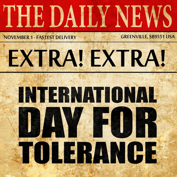 Internationella dagen för tolerans, tidningen artikel text — Stockfoto