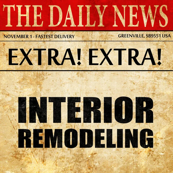 Interior remodeling, newspaper article text — Stock Photo, Image