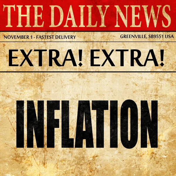 Infláció jel háttér, újság cikk szövege — Stock Fotó