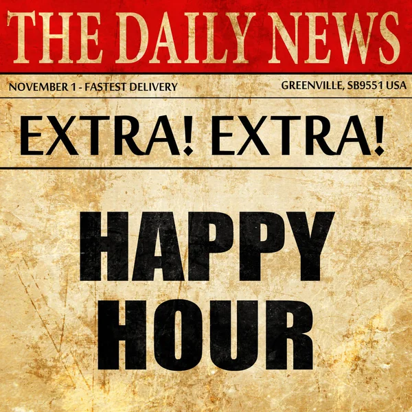 Happy hour, texto do artigo de jornal — Fotografia de Stock