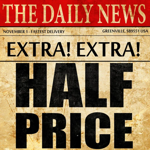 half price, newspaper article text