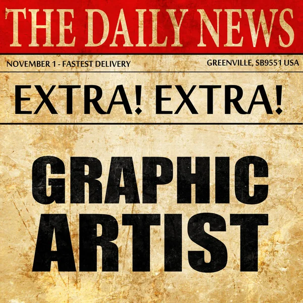 Artista gráfico, artigo de jornal texto — Fotografia de Stock