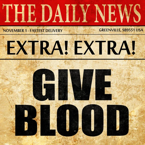 Dar sangue, artigo de jornal texto — Fotografia de Stock