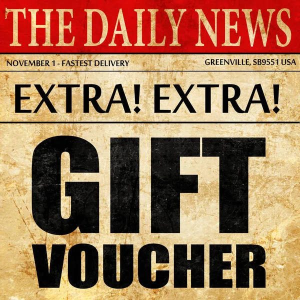 Gift voucher, newspaper article text — Stock Photo, Image