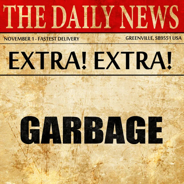 Garbage, newspaper article text — Stock Photo, Image