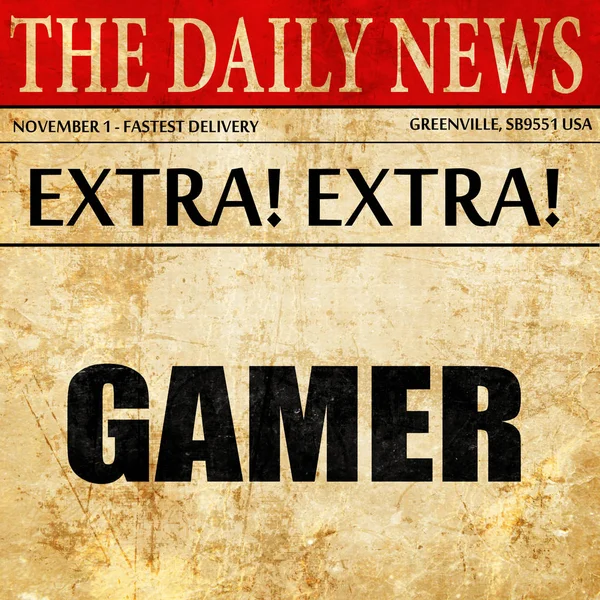 Gamer, text článku novin — Stock fotografie