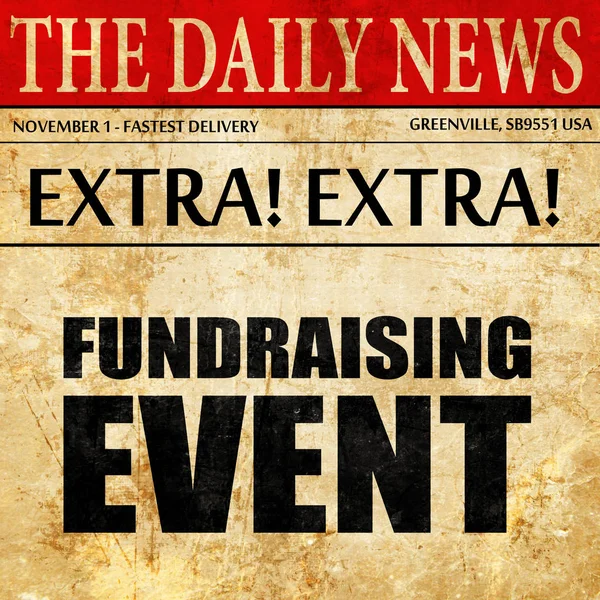 Fundraising evenement, krant artikel tekst — Stockfoto