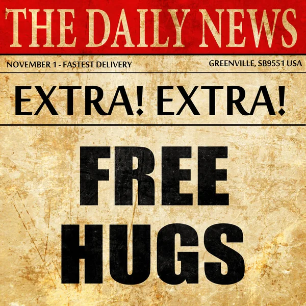 free hugs, newspaper article text