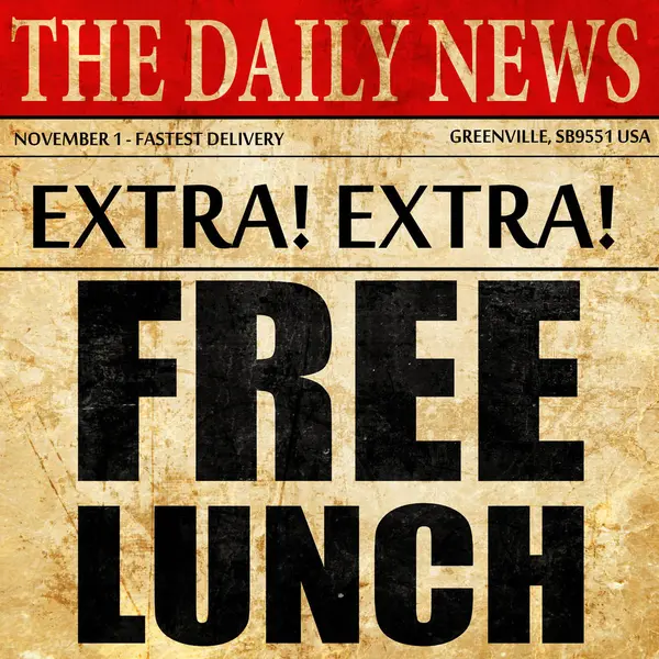 Безкоштовний обід, текст статті газети — стокове фото