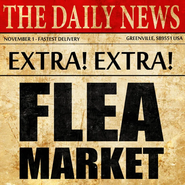 Mercado de pulgas, texto de artigo de jornal — Fotografia de Stock