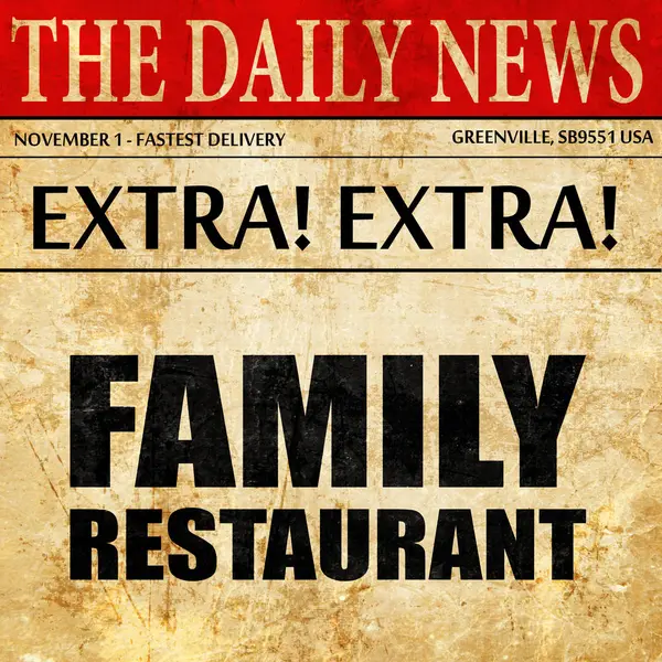 Οικογενειακό εστιατόριο, κείμενο άρθρου εφημερίδας — Φωτογραφία Αρχείου