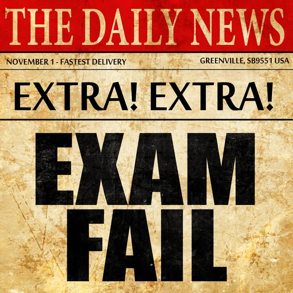 Examen mislukken, krant artikel tekst — Stockfoto