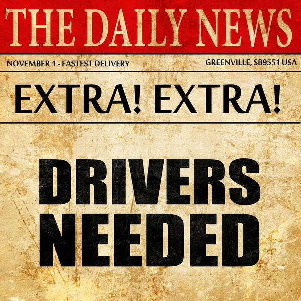 Sürücüleri gerekli, gazete makale metni — Stok fotoğraf