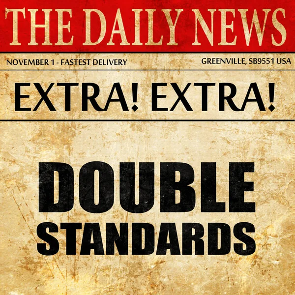 Dubbele standaarden, krant artikel tekst — Stockfoto