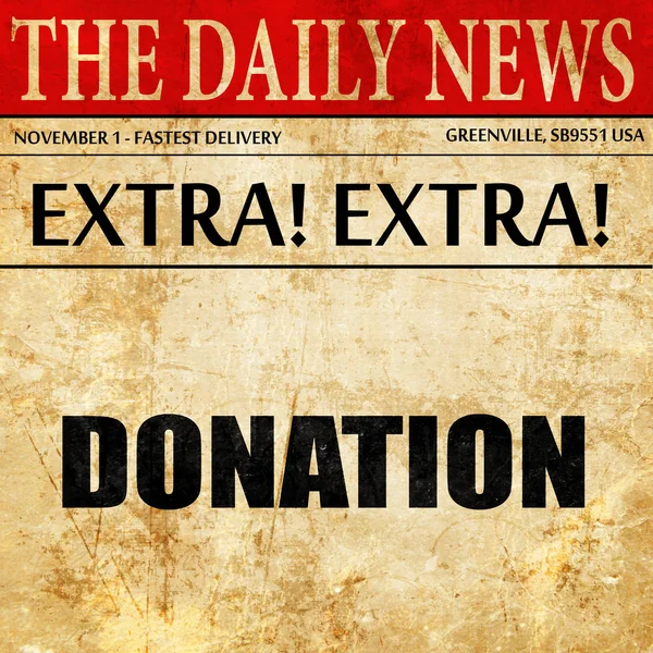 Donation, newspaper article text — Stock Photo, Image