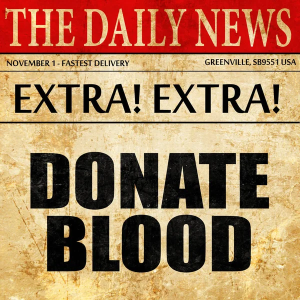 Doar sangue, artigo de jornal texto — Fotografia de Stock