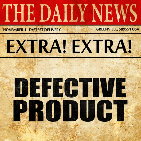 Defective product, newspaper article text — Stock Photo, Image