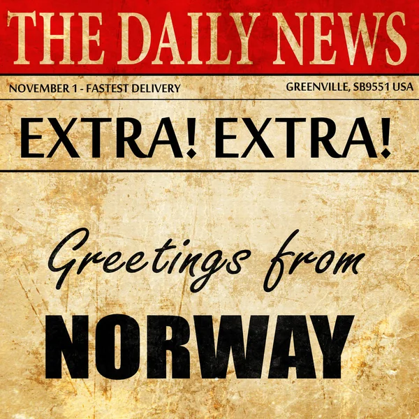 Saludos de Norway, texto del artículo del periódico —  Fotos de Stock