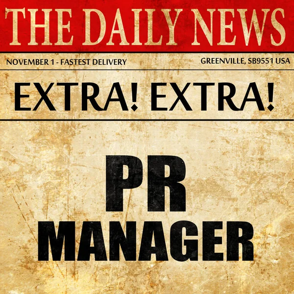 Pr manager, texto del artículo del periódico —  Fotos de Stock